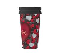 Couvercle de tasse ouvert à un bouton pour la Saint-Valentin, protection de l'environnement et de la santé, en acier inoxydable, portable pour conserver la chaleur et le froid, utilisé pour voyager