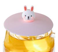 Couvercle de tasse réutilisable en silicone - Motif animal mignon - Joint extensible pour boissons chaudes et froides - Protection contre les déversements - Couvercle universel pour pique-nique en