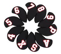 Couvercle de tête de Fer de Golf, 10pcs / numéro d'ensemble de Poteau de Golf Protecteur de Club de Club d'ensemble de Protection en néoprène s'adapte à la Plupart des Clubs (Caractère Rouge)