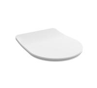 COUVERCLE DE TOILETTE RALENTI EN FORME DE D EN THERMOPLASTIQUE BLANC.