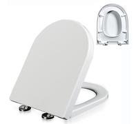 Couvercle de toilette, Siège de toilette en forme D à l'urée, silencieux, fermeture lente, avec charnière réglable, démontage rapide, ne se desserre jamais, installation facile, nettoyage(02C)