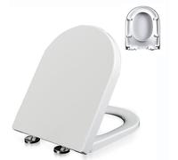 Couvercle de toilette, Siège de toilette en forme D à l'urée, silencieux, fermeture lente, avec charnière réglable, démontage rapide, ne se desserre jamais, installation facile, nettoyage(02A)