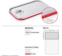 Couvercle de transport Gastronorm GN 1/3 - joint silicone en dessous - acier inox