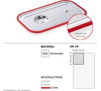 Couvercle de transport GN joint 1 gastronorm 1/6 en Acier au nickel chrome