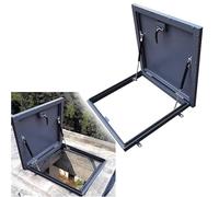 Couvercle de trappe de sous-sol carré en aluminium avec joint en caoutchouc 75 x 75 cm, couvercle d'accès de toit en métal gris pour greniers/pièces de jardin, résistant aux intempéries et sécurisé