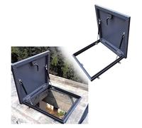 Couvercle de trappe de toit en métal gris, 48, 50, 55, 60, 65, 70, 75, 80, 85, 90, 95, 99, 100 cm, avec joint en caoutchouc, couvercle carré extérieur (dimensions intérieures : 55 x 55 cm)