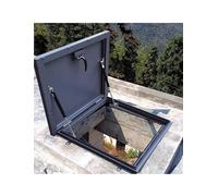 Couvercle de trappe de ventilation de toit étanche noir, en métal galvanisé, avec ressort à gaz et poignée, 50 x 50 cm, accès facile, résistant aux intempéries