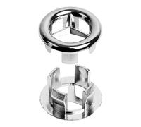 Couvercle de trop-Plein pour lavabo, 2 pcs, Design 3 en Chrome Brillant, pour Trou de lavabo avec Ø 22-25 mm à l'intérieur, Anneau de Remplacement pour Trou de lavabo, Cache de trop-Plein