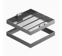 Couvercle de trou d'égout en acier inoxydable avec cadre, couvercle de lavabo d'égout robuste, design encastré pour un accès facile, idéal pour les patios, les sous-sols et les solutions de drainage