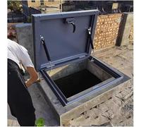 Couvercle de trou d'égout en métal gris durable galvanisé pour sortie de sous-sol avec joint en caoutchouc 80 x 80 cm pour écoles, caves et sorties de secours