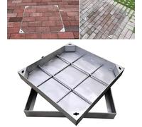 Couvercle de trou d'égout invisible et cadre 100 x 100 cm en acier inoxydable robuste pour fosse septique - Couvercle d'accès pour bassin d'eaux usées - Parfait pour une utilisation en extérieur