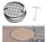 Couvercle de trou d'égout pour piéton robuste de 1000 mm avec clés de levage - Couvercle de chambre d'inspection des eaux usées d'extérieur durable pour patios, jardins et cours