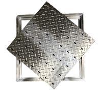 Couvercle de trou d'homme en acier inoxydable avec poignées 30 x 30 cm carré AccessLidpour réservoirs septiques, cours, jardins et allées Design antidérapant Durable et sécurisé