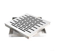 Couvercle de trou d'homme invisible en acier inoxydable 304, plaque de drainage robuste avec cadre, finition brossée antidérapante pour routes municipales, écoles, places, argent (150 x 150 x 20 x 2)