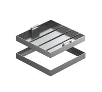 Couvercle de trou d'homme invisible et cadre carré en acier inoxydable pour fosse septique avec couvercle de vidange de base pour chemins, trottoirs, cours et jardins (35 x 35 cm)