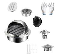 Couvercle de Ventilatio Acier Inoxydable 100mm 120mm 160mm 200mm Hotte de Ventilation Résistant Aux Intempéries Chapeau de Cheminée Externe pour Mur Cuisine(Hemispherical Silver,150mm)