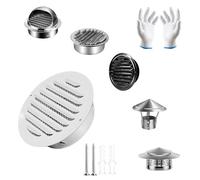 Couvercle de Ventilatio Acier Inoxydable 100mm 120mm 160mm 200mm Hotte de Ventilation Résistant Aux Intempéries Chapeau de Cheminée Externe pour Mur Cuisine(White paint cover,110mm)