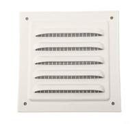 Couvercle de ventilation carré en métal pour mur et plafond avec filet anti-insectes blanc résistant aux intempéries pour salle de bain, cuisine, bureau 100 x 100 mm (350 x 350 mm)