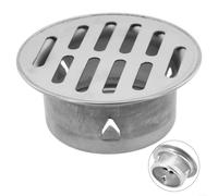 Couvercle de vidange de sol, couvercle de grille de vidange rond en acier inoxydable, anti-encrassement, filtre pour drainage extérieur de jardin (Ø 63 mm)