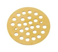 Couvercle de vidange de sol en acier inoxydable, grille de vidange de douche à visser avec design anti-obstruction 10 x 10 cm pour tuyaux de vidange de 10,2 cm à 35,6 cm (rond - doré)