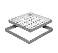 Couvercle de vidange en acier inoxydable - Couvercle de fosse septique robuste et résistant aux intempéries avec grille de canal de base pour l'accès à l'inspection des égouts et du drainage