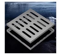 Couvercle de vidange en acier inoxydable - Grille carrée à profil bas de 45 x 45 cm avec cadre - Tranchée extérieure et grille de drainage de gouttière et drain de sol (2 pièces)