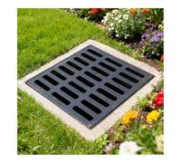 Couvercle de vidange en fonte robuste - Grille rectangulaire de 49,8 x 49,8 x 4,1 cm pour drainage extérieur, allée et tranchée en béton, solution de drainage durable et résistante à la rouille