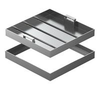 Couvercle de vidange et cadre en acier inoxydable - Couvercle d'accès invisible pour fosse septique - Couvercles de bassin d'eaux usées robustes avec poignées - Solutions d'accès aux drains