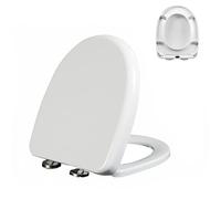 Couvercle de WC avec Fermeture en Douceur, Abattant WC en PP, Siège de Toilette avec Dégagement Rapide pour Facile à Nettoyer, Charnière Réglable 360°, Lunette WC Forme D, 02E, 42x34cm