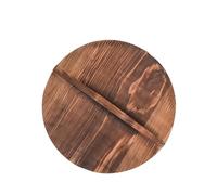Couvercle de wok en bois naturel pour poêles à frire et poêles - Accessoire de cuisine rond avec poignée (couleur carbonisée, 32 cm)