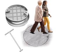 Couvercle d'égout invisible encastré rond de 61 cm, en acier inoxydable 304, capacité de charge, couverture d'accès extérieur pour jardins, trottoirs, routes publiques - Durable et discret
