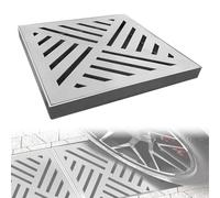 Couvercle d'évacuation carré en acier inoxydable avec cadre, grille d'extérieur pour jardin et pelouse, 15 x 15 cm à 30 x 30 cm (6 x 6 pouces, 2 cm de hauteur) - Solution de drainage