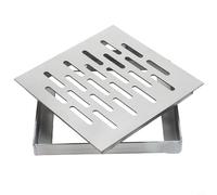 Couvercle d'évacuation de sol en acier inoxydable avec cadre conçu pour les infrastructures municipales, le drainage résidentiel et les applications d'espace public (150 x 150 x 20 mm)