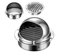 Couvercle d'évent en acier, Grille d'aération ronde en acier inoxydable avec moustiquaire argentée 50-300 mm(110mm)