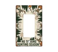 Couvercle d'interrupteur à bascule rustique avec citation de saison de | Illustration de cerf rustique, sapins de forêt, accents de boussole vintage, thème chasseur extérieur