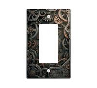 Couvercle d'interrupteur à bascule simple, boulons d'engrenages industriels steampunk en plastique métallique de taille standard, plaque décorative pour maison, salon, nouvel appartement