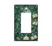 Couvercle d'interrupteur à bascule simple Dragon - Motif champignon mystique - En plastique vert - Taille standard - Pour salon, chambre à coucher, maison, bureau