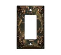 Couvercle d'interrupteur à bascule simple Dragon Steampunk Vintage Pipe Book Pas Bronze Plastique Taille standard Plaques murales décoratives pour chambre à coucher, salle de bain, cuisine, entrée