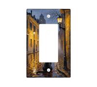 Couvercle d'interrupteur à bascule simple en forme de chat, lanterne de rue vintage romantique en plastique jaune chaud, taille standard, plaque décorative pour salon, chambre à coucher, maison