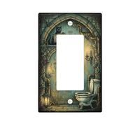 Couvercle d'interrupteur à bascule simple en forme de chat pour salle de bain, bougie de toilette gothique fantaisie, bougie d'Halloween, bleu sarcelle, plaque d'interrupteur de taille standard