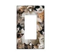 Couvercle d'interrupteur à bascule simple en forme de chat, visages fantaisistes et ludiques, sans plastique neutre, plaque d'interrupteur de taille standard décorative pour salon, chambre à coucher