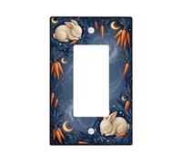 Couvercle d'interrupteur à bascule simple en forme de lapin, nature fantaisie, carotte, lune, printemps, bleu marine, taille standard, plaque décorative pour salon, chambre à coucher, maison, bureau