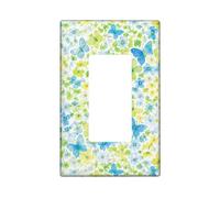 Couvercle d'interrupteur à bascule simple en forme de papillon, fleur naturelle, feuille de printemps, bleu en plastique, taille standard, accents muraux pour maison, salon, nouvel appartement