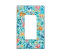 Couvercle d'interrupteur à bascule simple en forme de papillon, fleurs florales, feuilles de printemps, turquoise, taille standard, plaque décorative pour nouvel appartement, maison, chambre à coucher