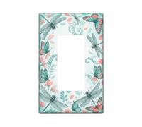 Couvercle d'interrupteur à bascule simple en forme de papillon, nature fantaisie, libellule, floral, printemps, turquoise, plastique, taille standard, plaques murales décoratives pour maison, salon