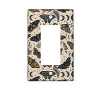 Couvercle d'interrupteur à bascule simple en forme de papillon, nature vintage, lune, feuille, automne, bleu marine, taille standard, plaques murales décoratives pour maison, salon, nouvel appartement