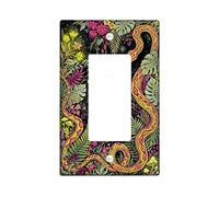 Couvercle d'interrupteur à bascule simple en forme de serpent, fleur tropicale bohémienne, feuille d'été en plastique vert, taille standard, plaque décorative pour salon, chambre à coucher, maison