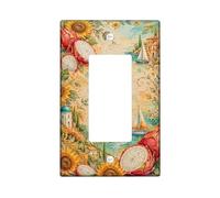 Couvercle d'interrupteur à bascule simple en forme de tournesol, voilier rustique côtier dragon, fruit d'été, jaune d'été, taille standard, plaques murales décoratives pour maison, salon, nouvel