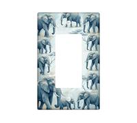 Couvercle d'interrupteur à bascule simple en forme d'éléphant pour salle de bain, nature, arbre sauvage, herbe sans plastique bleu, taille standard, accents muraux pour chambre à coucher, bureau