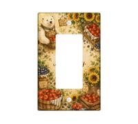 Couvercle d'interrupteur à bascule simple en forme d'ours - Rustique - Tournesol - Tomates d'été - En plastique marron - Taille standard - Décoration pour nouvel appartement, maison, chambre à coucher